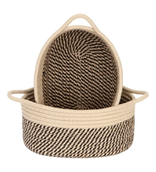 Cotton Basket 2 Pcs Storage Basket For Clothes (Brown)