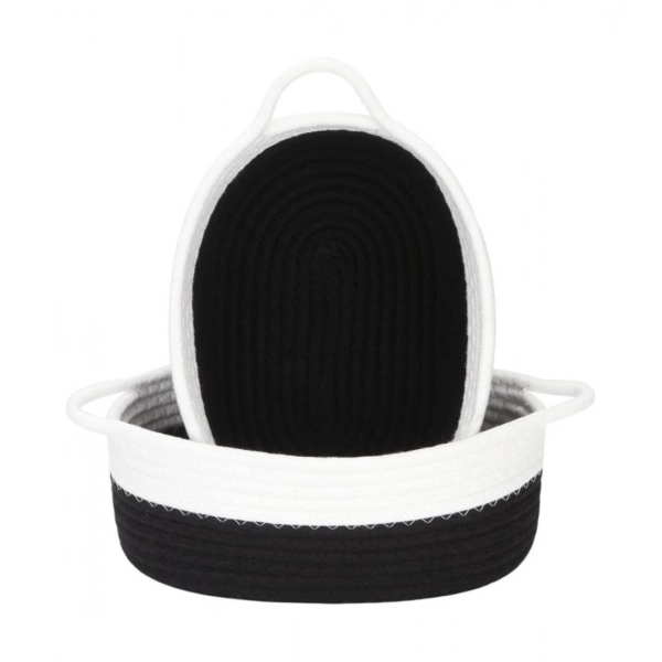 Dropship Cotton Black White 2 Pcs Storage Basket For Clothes (Black)