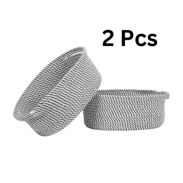 Dropship Cotton 2 Pcs Oval Basket  Storage Basket For Clothes (Grey)