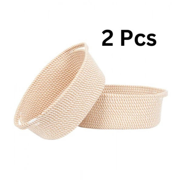 Dropship Cotton 2 Pcs Oval Basket Storage Basket For Clothes (Beige)