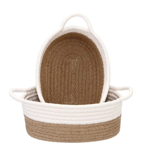 Cotton Basket 2 Pcs Storage Basket For Clothes (Beige)