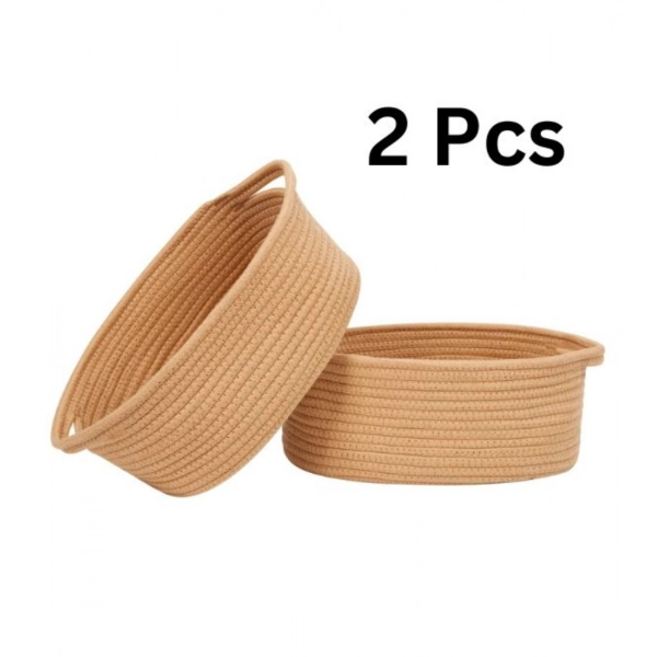 Dropship Cotton 2 Pcs Oval Basket Storage Basket For Clothes (Beige)