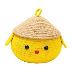 Cotton Gudda Pack of 1 Storage Basket For Clothes (Yellow)