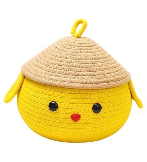 Cotton Gudda Pack of 1 Storage Basket For Clothes (Yellow)