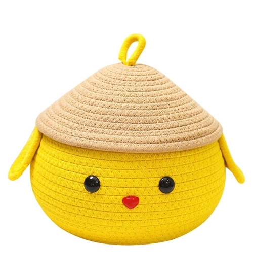 Cotton Gudda Pack of 1 Storage Basket For Clothes (Yellow)