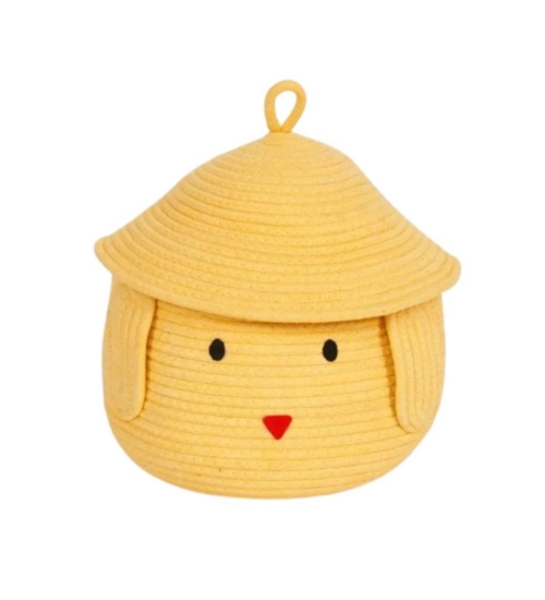 Cotton Gudda Pack of 1 Storage Basket For Clothes (Yellow)