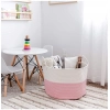 Dropship Cotton Laundry Basket Pack of 1 Storage Basket For Clothes (Pink)