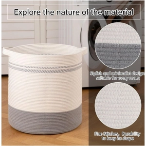 Generic Cotton Basket Pack of 1 Storage Basket For Clothes (Grey)