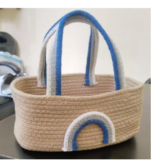 Cotton Rainbow Basket Pack of 1 Storage Basket For Clothes (Multicolor)