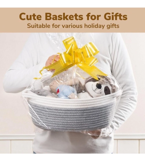 Cotton Baby Gift Basket Pack of 1 Storage Basket For Clothes (Grey)