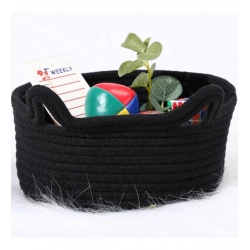 Cotton Cat Basket Inch Pack of 1 Storage Basket For Clothes (Black)