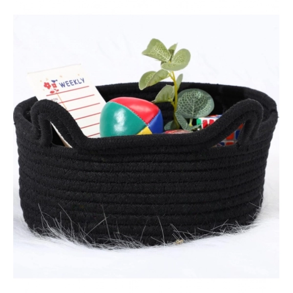 Dropship Cotton Cat Basket Inch Pack of 1 Storage Basket For Clothes (Black)