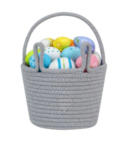 Cotton Toy Bucket Pack of 1 Storage Basket For Clothes (Grey)