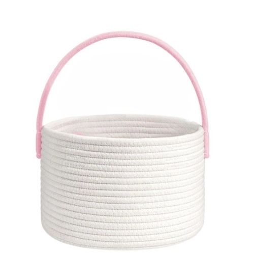 Cotton Bucket Inch Pack of 1 Storage Basket For Clothes (White)