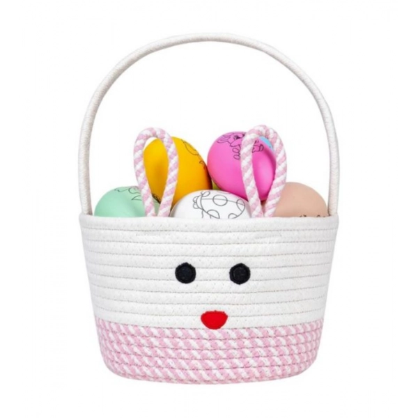 Dropship Cotton Mix Toy Bucket Pack of 1 Storage Basket For Clothes (Pink)