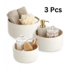 Dropship Cotton Round Basket Pack of 3 Storage Basket For Clothes (White)