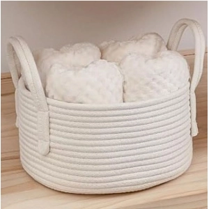 Generic Cotton Basket Inch Pack of 1 Storage Basket For Clothes (White)