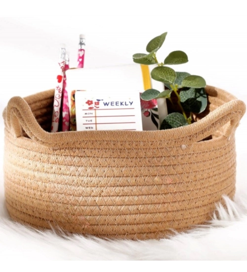 Cotton Cat Basket Inch Pack of 1 Storage Basket For Clothes (Beige)