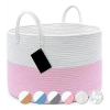 Dropship Cotton Laundry Basket Pack of 1 Storage Basket For Clothes (Pink)