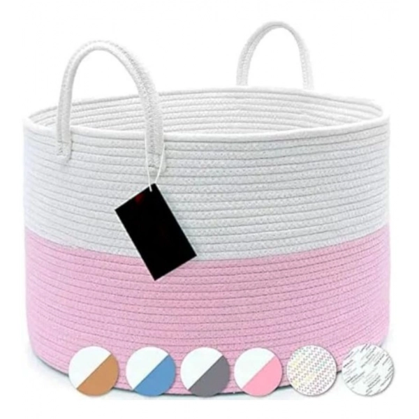 Dropship Cotton Laundry Basket Pack of 1 Storage Basket For Clothes (Pink)