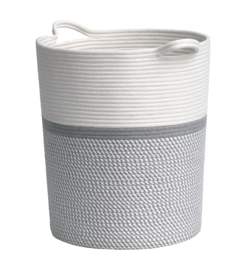 Cotton Laundry Basket Pack of 1 Storage Basket For Clothes (Grey)