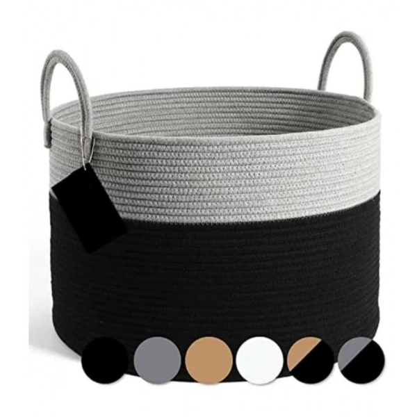 Dropship Cotton Laundry Basket Pack of 1 Storage Basket For Clothes (Grey)