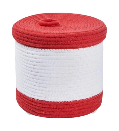 Cotton Basket Pack of 1 Storage Basket For Clothes (Red)