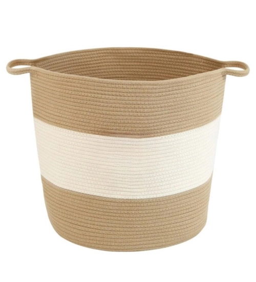 Cotton Basket Pack of 1 Storage Basket For Clothes (Beige)