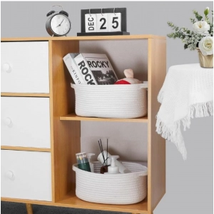Generic Cotton Pcs Oval Basket  Storage Basket For Clothes (White)