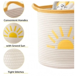 Cotton Sun Basket Pack of 1 Storage Basket For Clothes (White)