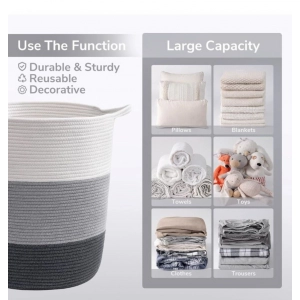 Generic Cotton Laundry Basket Pack of 1 Storage Basket For Clothes (Multicolor)