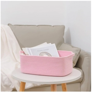 Generic Cotton Basket Pack of 1 Storage Basket For Clothes (Pink)