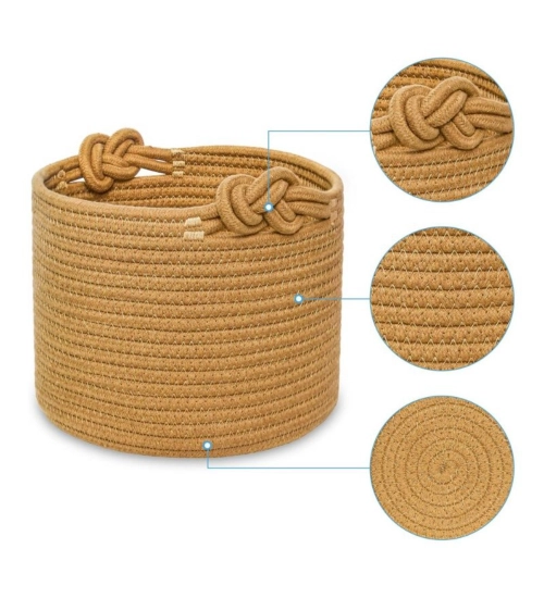 Cotton Brown Basket Inch Pack of 1 Storage Basket For Clothes (Brown)