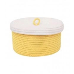 Cotton Box White Lid Inch Pack of 1 Storage Basket For Clothes (Yellow)