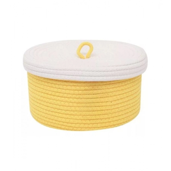 Dropship Cotton Box White Lid Inch Pack of 1 Storage Basket For Clothes (Yellow)