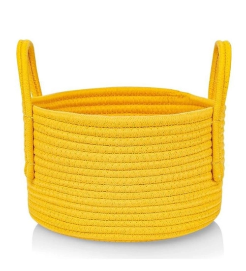 Cotton Basket Inch Pack of 1 Storage Basket For Clothes (Yellow)