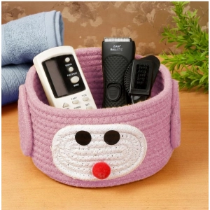 Generic Cotton Pen Holder Pack of 1 Storage Basket For Clothes (Pink)