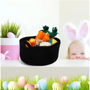 Generic Cotton Cat Basket Inch Pack of 1 Storage Basket For Clothes (Black)