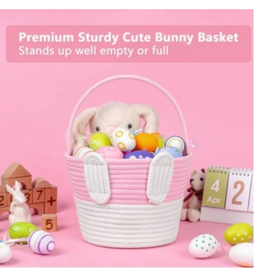 Cotton Toys Bucket Pack of 1 Storage Basket For Clothes (Pink)