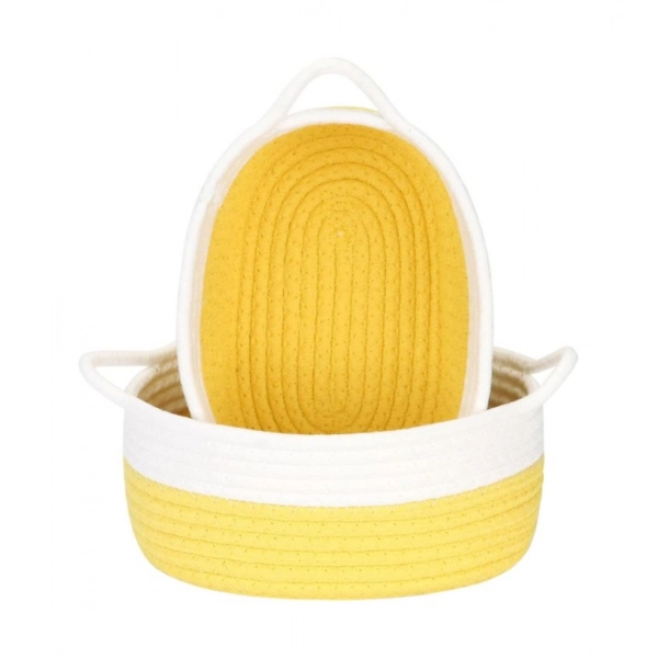 Dropship Cotton White 2 Pcs Storage Basket For Clothes (Yellow)