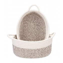 Cotton Basket 2 Pcs Storage Basket For Clothes (White)