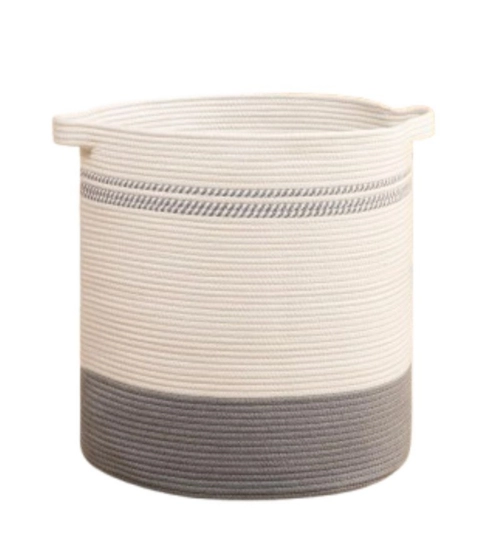 Cotton Basket Pack of 1 Storage Basket For Clothes (Grey)