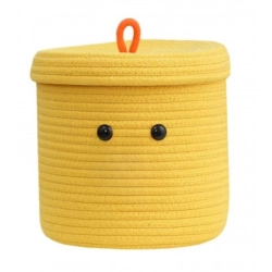 Cotton Basket with lid Pack of 1 Storage Basket For Clothes (Yellow)