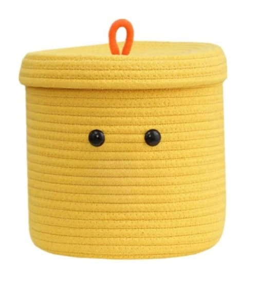 Cotton Basket with lid Pack of 1 Storage Basket For Clothes (Yellow)