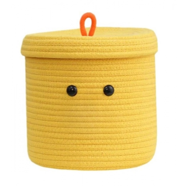 Dropship Cotton Basket with lid Pack of 1 Storage Basket For Clothes (Yellow)