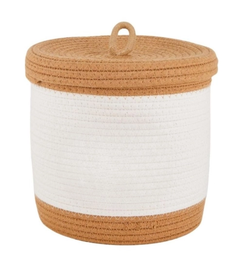 Cotton Basket Pack of 1 Storage Basket For Clothes (White)