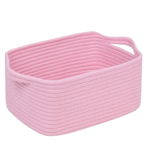 Cotton Basket Pack of 1 Storage Basket For Clothes (Pink)