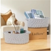 Dropship Cotton 2 Pcs Oval Basket  Storage Basket For Clothes (Grey)