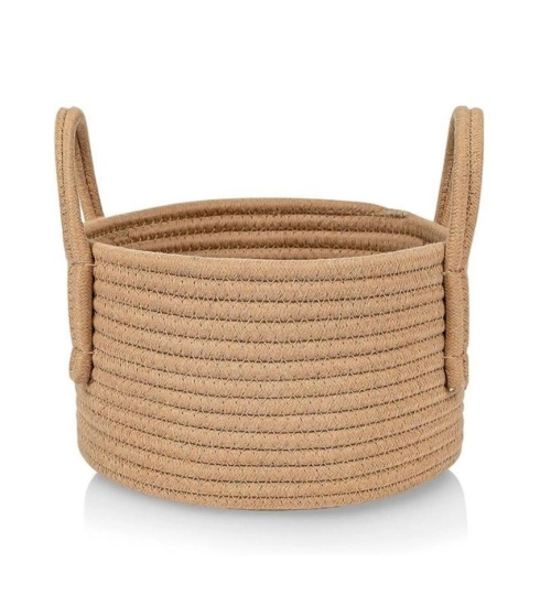 Cotton Basket Inch Pack of 1 Storage Basket For Clothes (Beige)