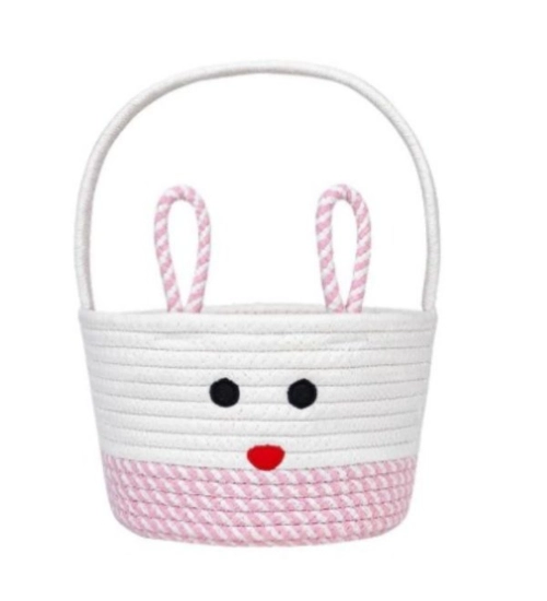 Cotton Mix Toy Bucket Pack of 1 Storage Basket For Clothes (Pink)